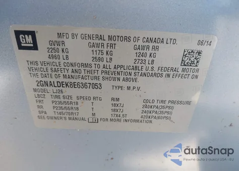 2014 Chevrolet Equinox Ltz from USA, damaged, VIN 2GNALDEK8E6367053